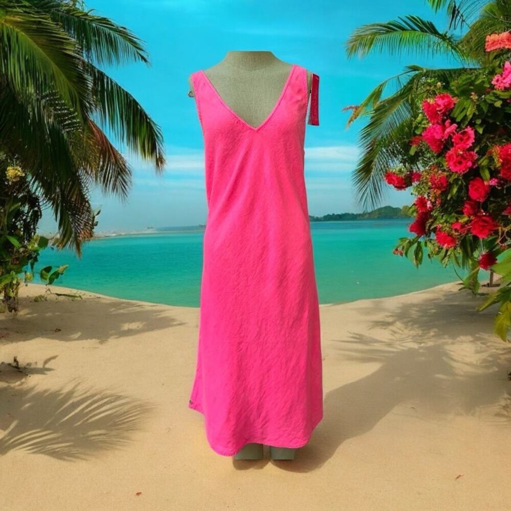 Lilly Pulitzer NWT Women's Florin Sleeveless
Linen Midi Dress pink Isle Small - Picture 2 of 9